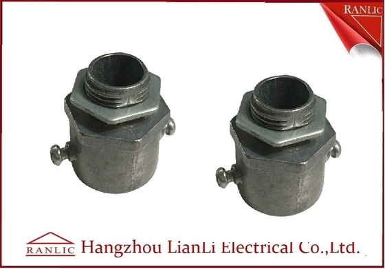 Cina Aluminium Die Casting Flexible Conduit Adaptor Dengan Sekrup / Locknut, Polishing Finish pemasok