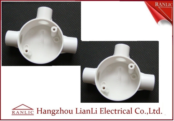 Cina Kotak Persimpangan Saluran Listrik PVC Tiga Arah Bulat BS4568 Custom Made pemasok