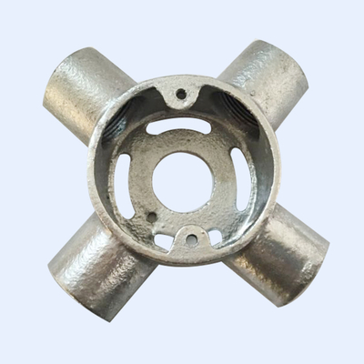 25MM Deep Looping Di Circular Junction Box Empat Lubang Berulir Hot Dip Galvanis pemasok